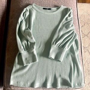 Light teal waffle knit top